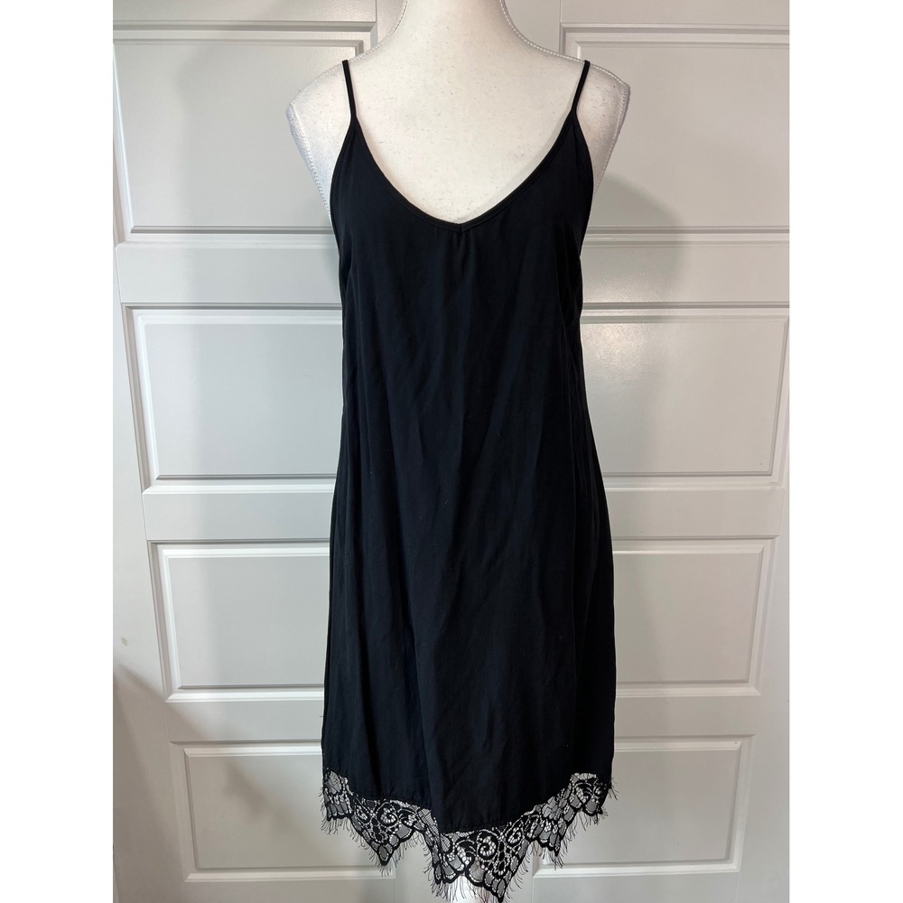 Shift Black  Dress Lace Trim‎ Sleeveless V Neck Mini Casual Party